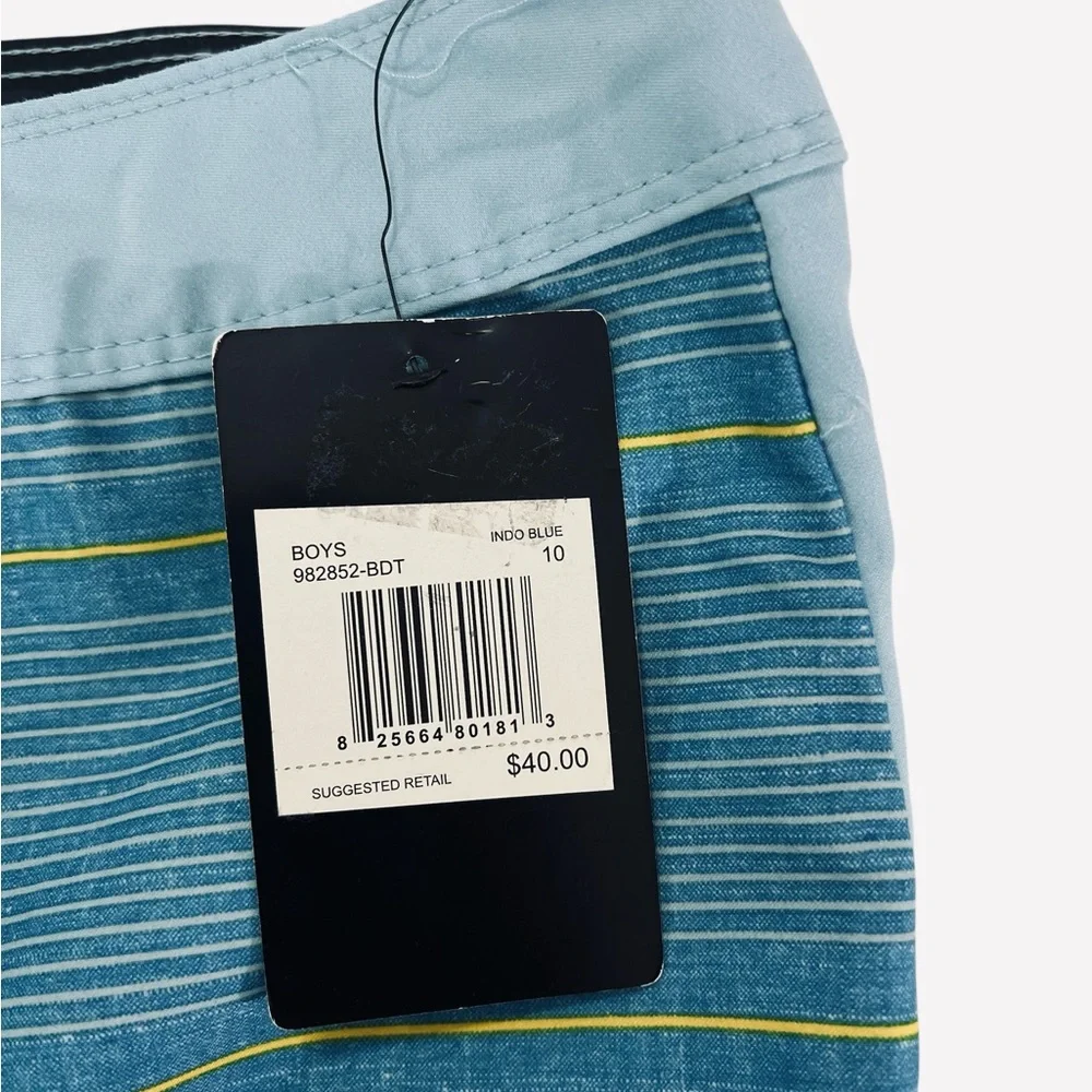 Hurley Indo Blue Striped Board Shorts Swim Trunks Boys Size 10/25